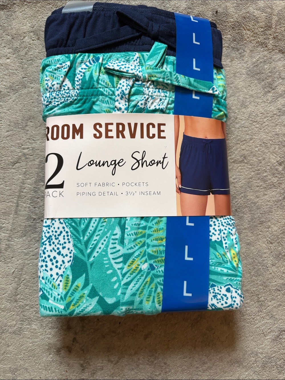 Room Service Women's Teal Leaf Athletic Lounge Shorts - 2 Pack
